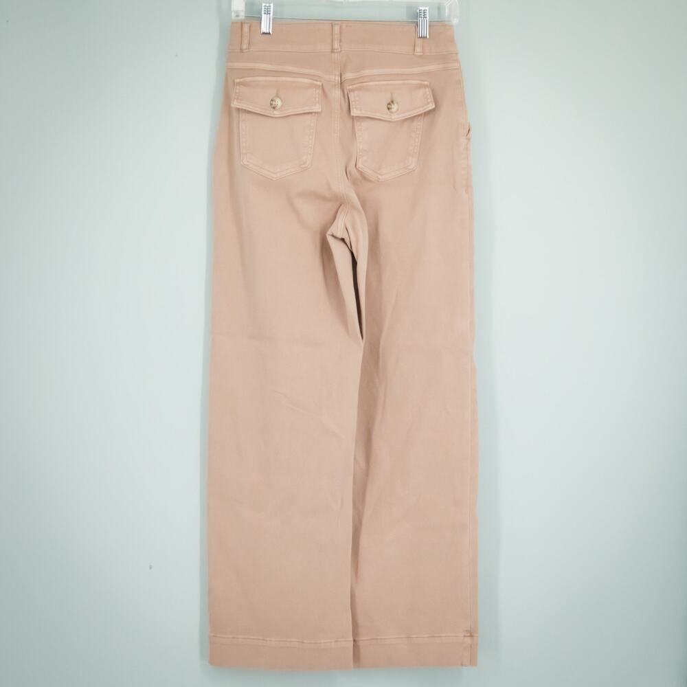 SPANX Size Medium M Tall Mauve Solid Stretch Twill Crop Wide Leg Pants NEW - Picture 3 of 8